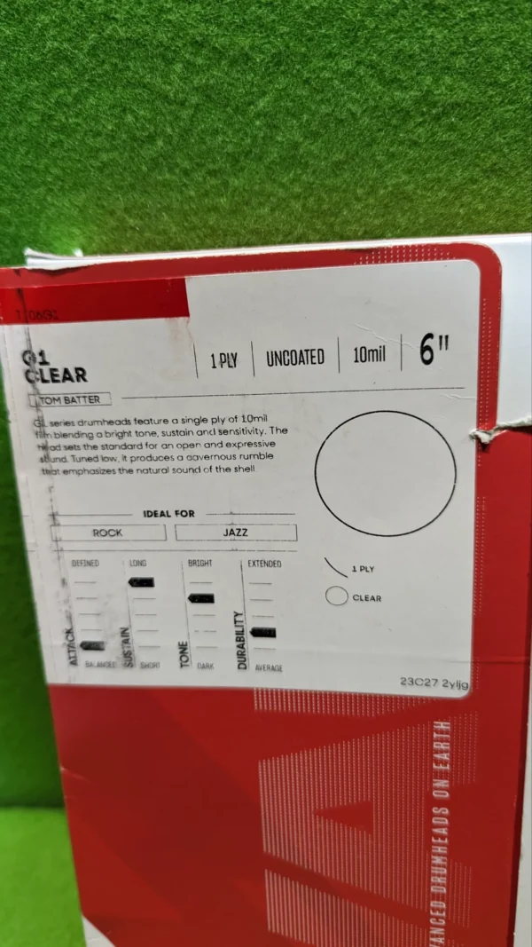 Evans G1 Clear Parche transparente para tambor 6 pulgadas (152 mm) - Imagen 5