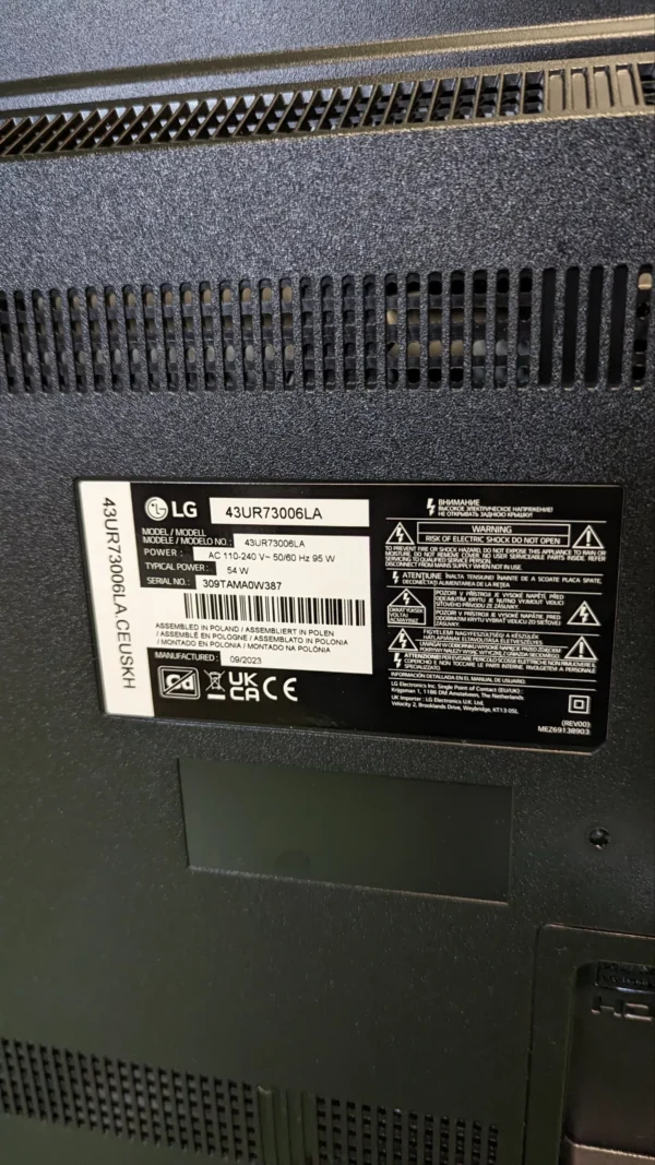 REPUESTOS LG 43UR73006LA 43", 4K UHD, Smart TV - Imagen 4