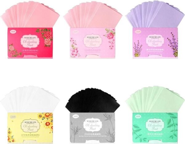 Papel Secante Facial de Aceite 6 Paquetes Hojas Absorbentes