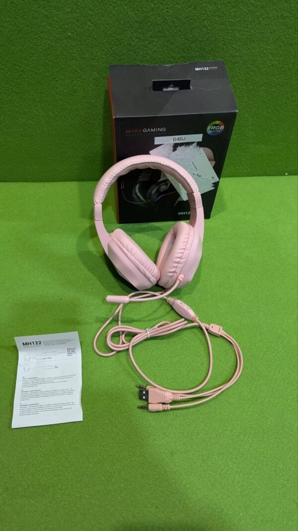Mars Gaming MH122 Rosa, Cascos Gaming FRGB Over Ear con Micrófono - Imagen 2