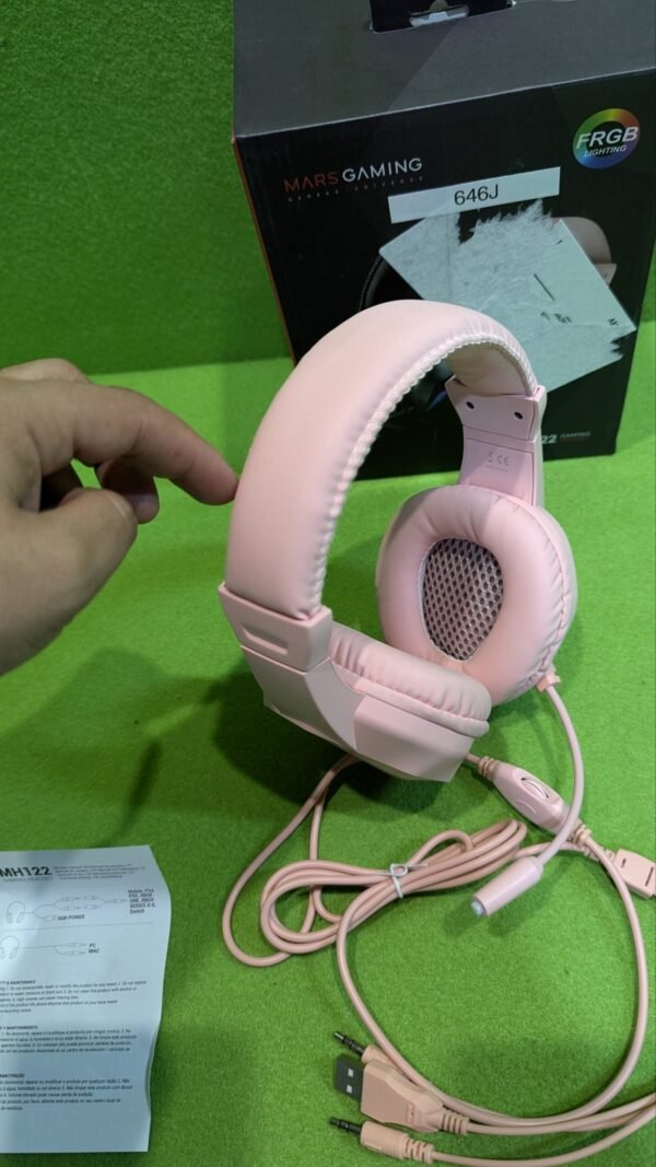 Mars Gaming MH122 Rosa, Cascos Gaming FRGB Over Ear con Micrófono - Imagen 4