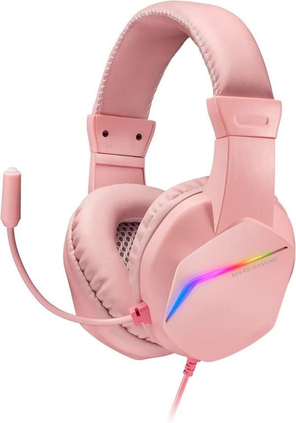 Mars Gaming MH122 Rosa, Cascos Gaming FRGB Over Ear con Micrófono
