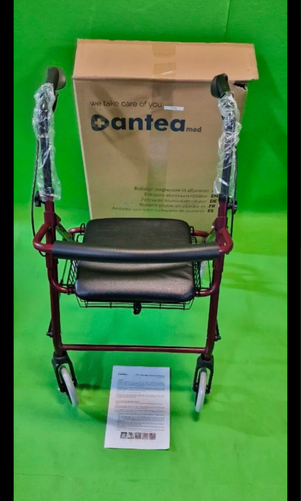 Andador de Aluminio Plegable Rojo 4 Ruedas - Andador Para Ancianos - Imagen 5