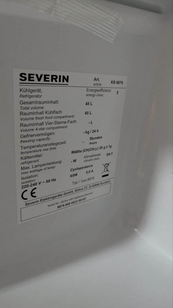 SEVERIN Mini nevera con compartimento de baja temperatura, 45 litros - Imagen 6