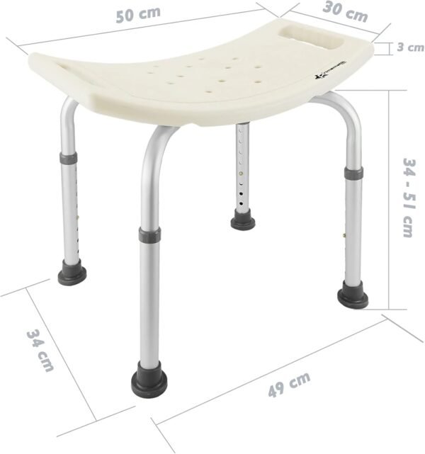 PrimeMatik Taburete de ducha ergonómico con altura ajustable - Imagen 2