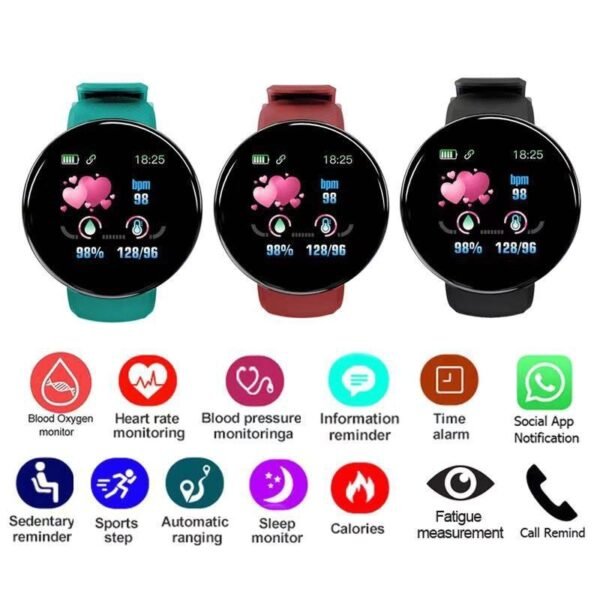 Reloj inteligente D18 para hombres y mujeres COLOR NEGRO - Imagen 2