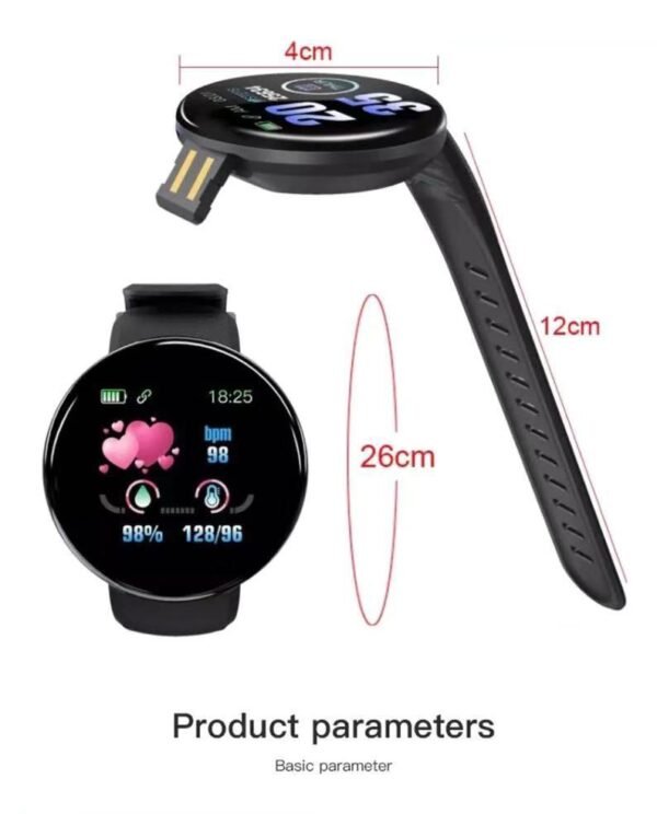 Reloj inteligente D18 para hombres y mujeres COLOR NEGRO - Imagen 4