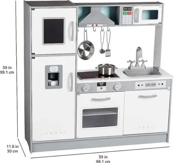 Cocina de juguete, disposición en línea, de madera - Imagen 4